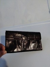 Vintage eel skin woman's classic Wallet Brown Beautiful