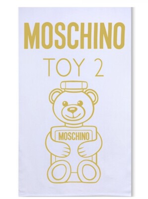 MOSCHINO Toy 2 Teddy Bear Beach Towel White Yellow Soft Summer Brand New