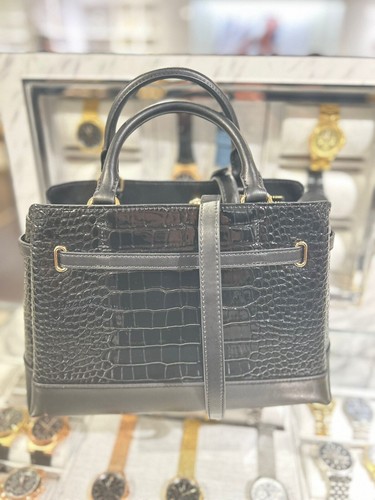 Michael Kors Reed Large Belted Satchel Bag + Coinpouch ID Card Wallet (Black) - Bild 14 von 22