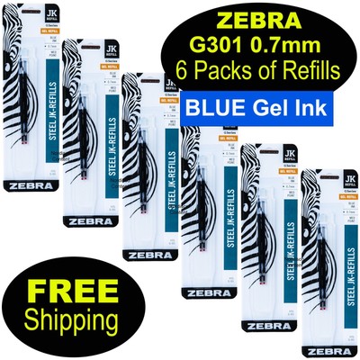 Zebra G-301 Gel Stainless Steel 9 Pack w// 6 Refill Cartridges