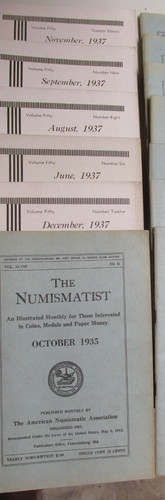 1935/37 NUMISMATIST ANA MAG 6 ISSUES
