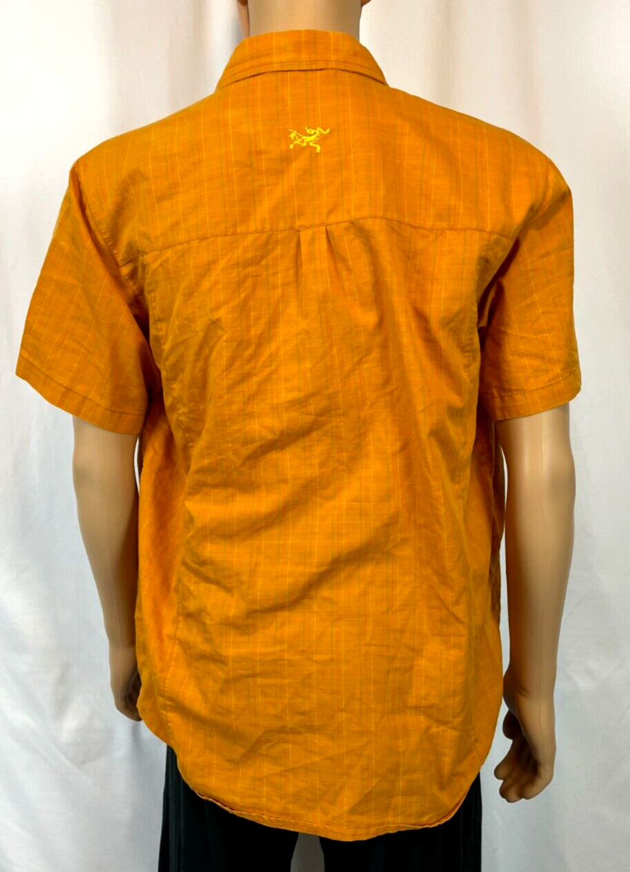 Arcteryx Mens Large? Short Sleeve Button Down Orange Plaid Woven Hiking