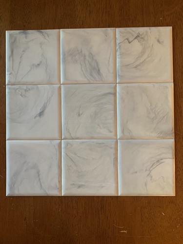 Vintage 4-1/4" Grey Marbled Plastic Wall Tiles