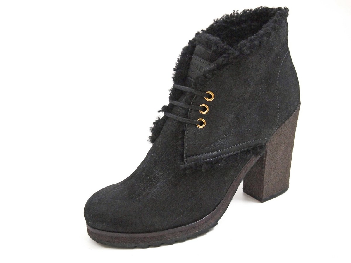 Prada Shearling Boots 37 US 7 3T5110 Womens Black Suede  display picture 1