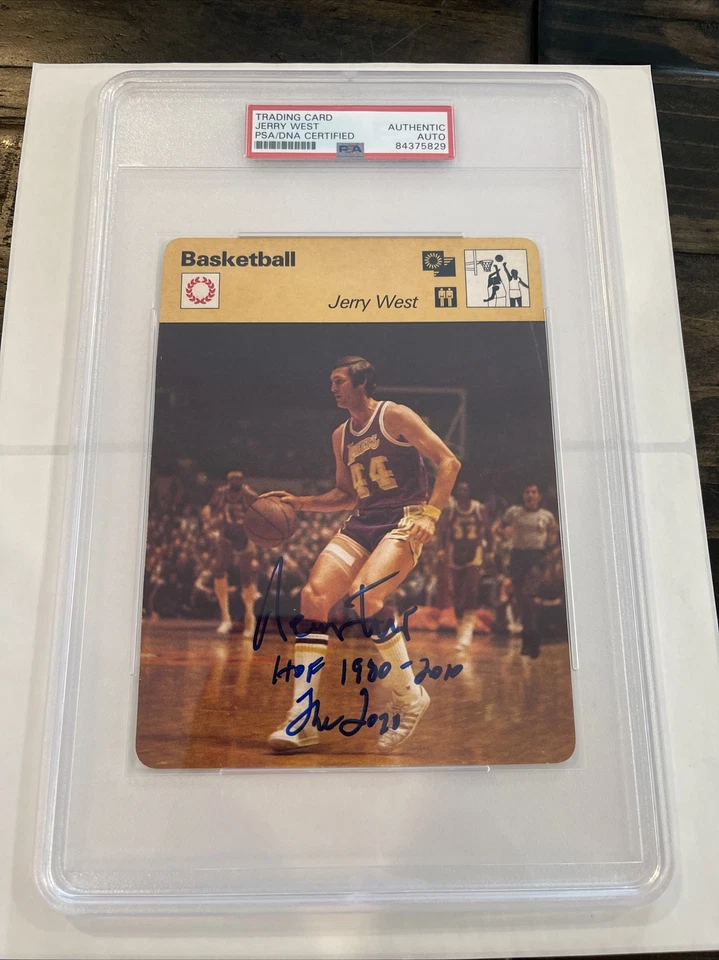 Tarjeta de Sportscaster 1977 autografiada firmada por Jerry West PSA/DNA LOGOTIPO AUTOMÁTICO DE LOS LAKERS Foto 4 de 4