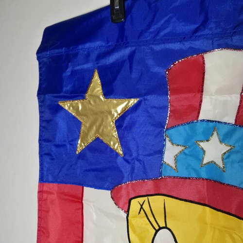 Vtg Tweety Bird Garden Yard Flag Looney Tunes 4th of July Patriotic Warner Bros - Picture 4 of 7