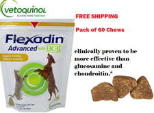 1 pack 60 Chews EXP 08/27 Flexadin Dogs/Cats Bones Joint Health Support