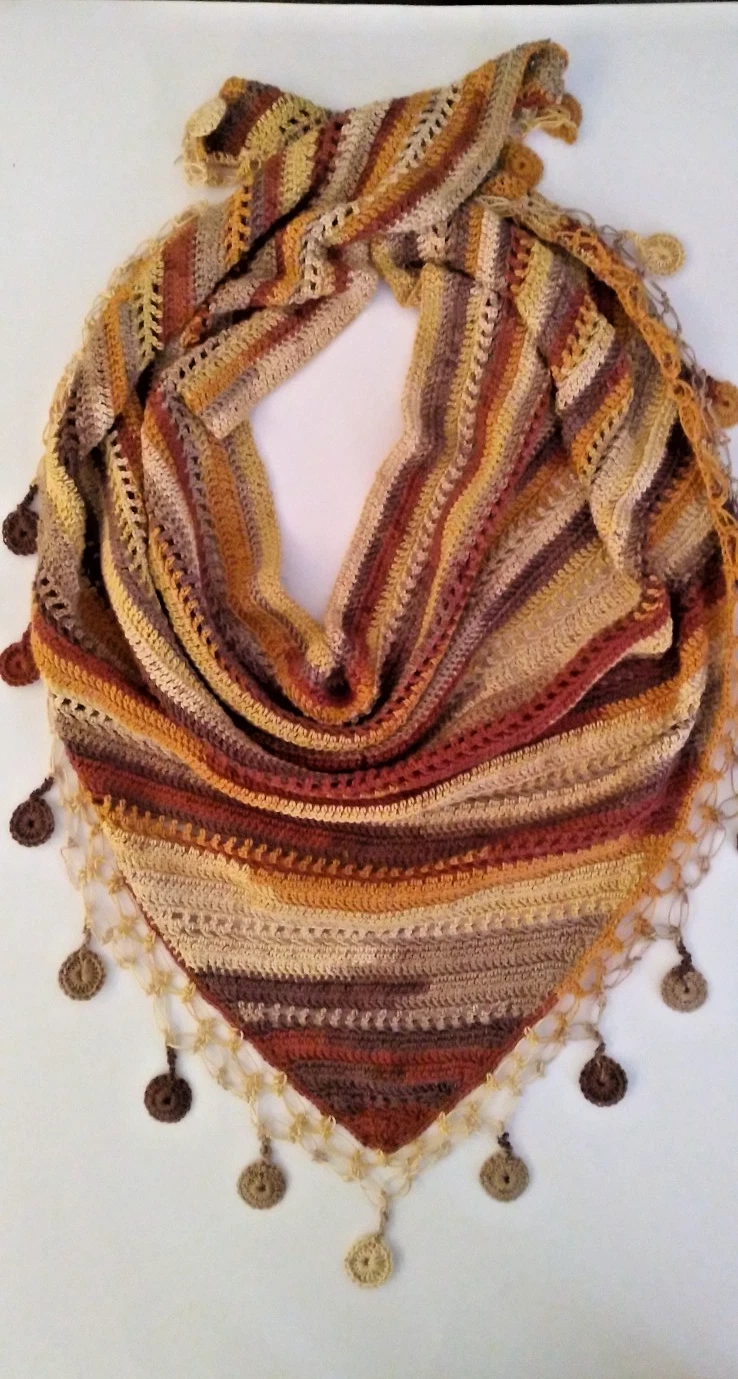 Handmade Fall Tone Crocheted Scarf
