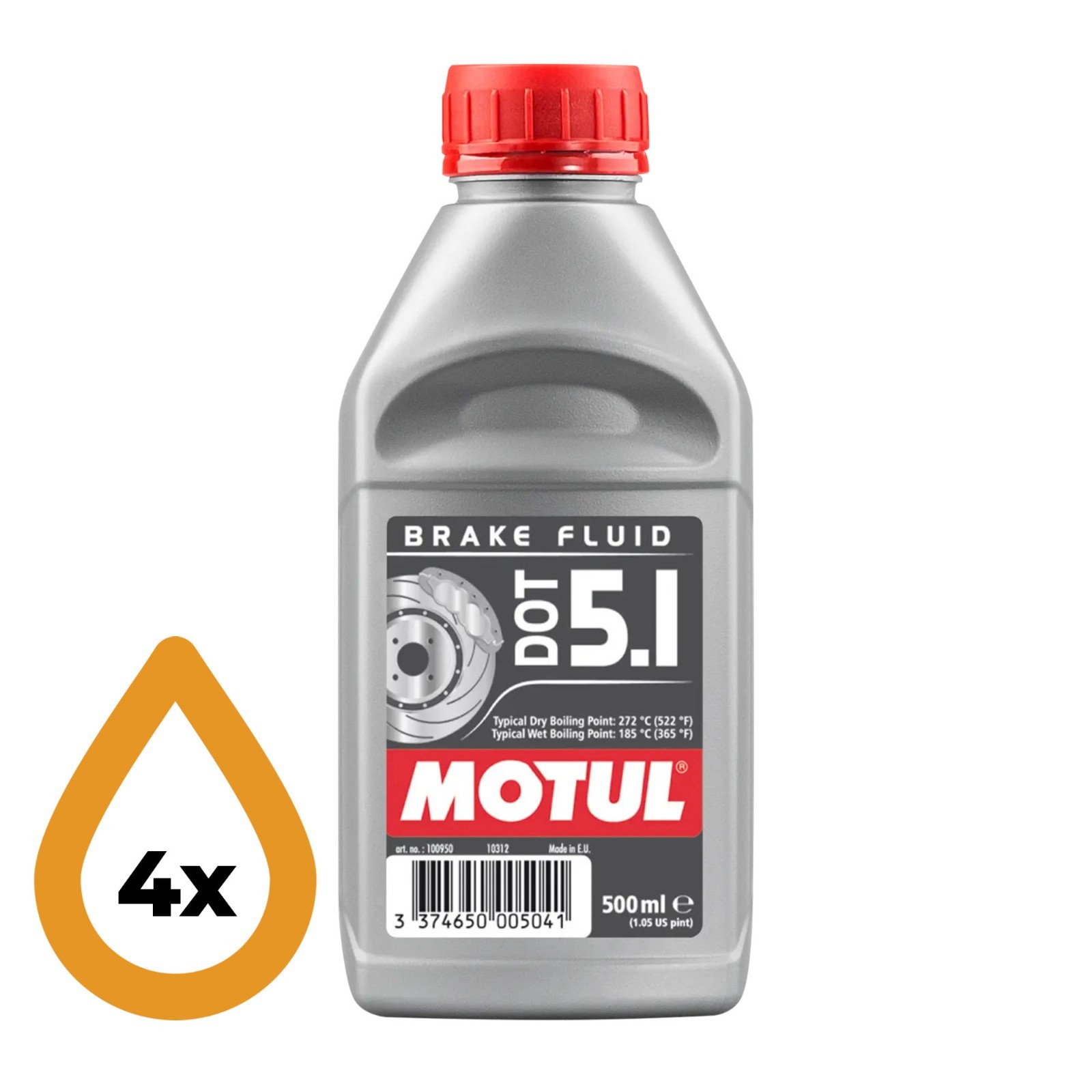 Motul 100950 DOT 5.1 Brake Fluid - (4 x 500ml)