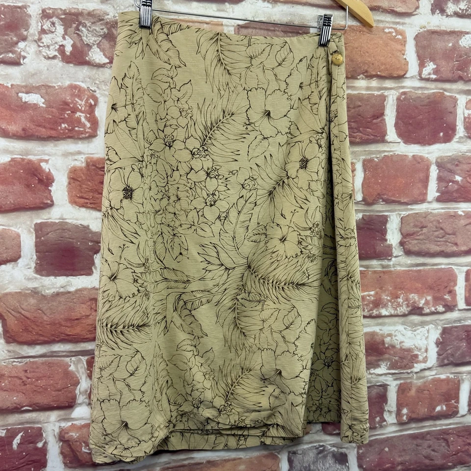 Tommy Bahama Falda Mujer 8 Beige Seda Floral Envoltura Tropical Hawaiana Botánica Foto 2 de 4