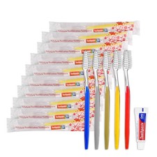 50pcs Disposable Toothbrushes with Toothpaste 5 Colors 