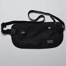RFID Blocking Slim Hidden Travel Wallet Money Waist Belt Passport Black 11 inch