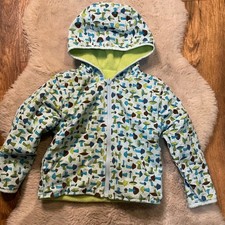 Gymboree Hooded Reversible Jacket Size 5 Mushroom Print Zip Off Sleeve Into Vest