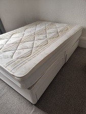 Cream divan bed frame with two drawers and David Philips Soft Ortho mattress
