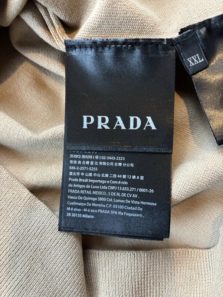 Prada Milano вышитый логотип вязаный рубашка-поло бежевый мужской XXL 21 x 27 короткий рукав - Изображение 4 из 4