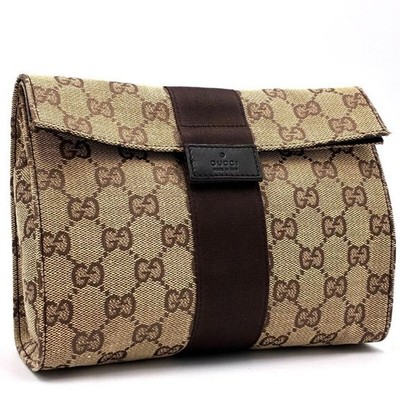 バッグ GUCCI accessory pouch hand bag GG brown Gucci GG Pouch Accessory Bag Pouch Brown Canvas 17x11.5x8