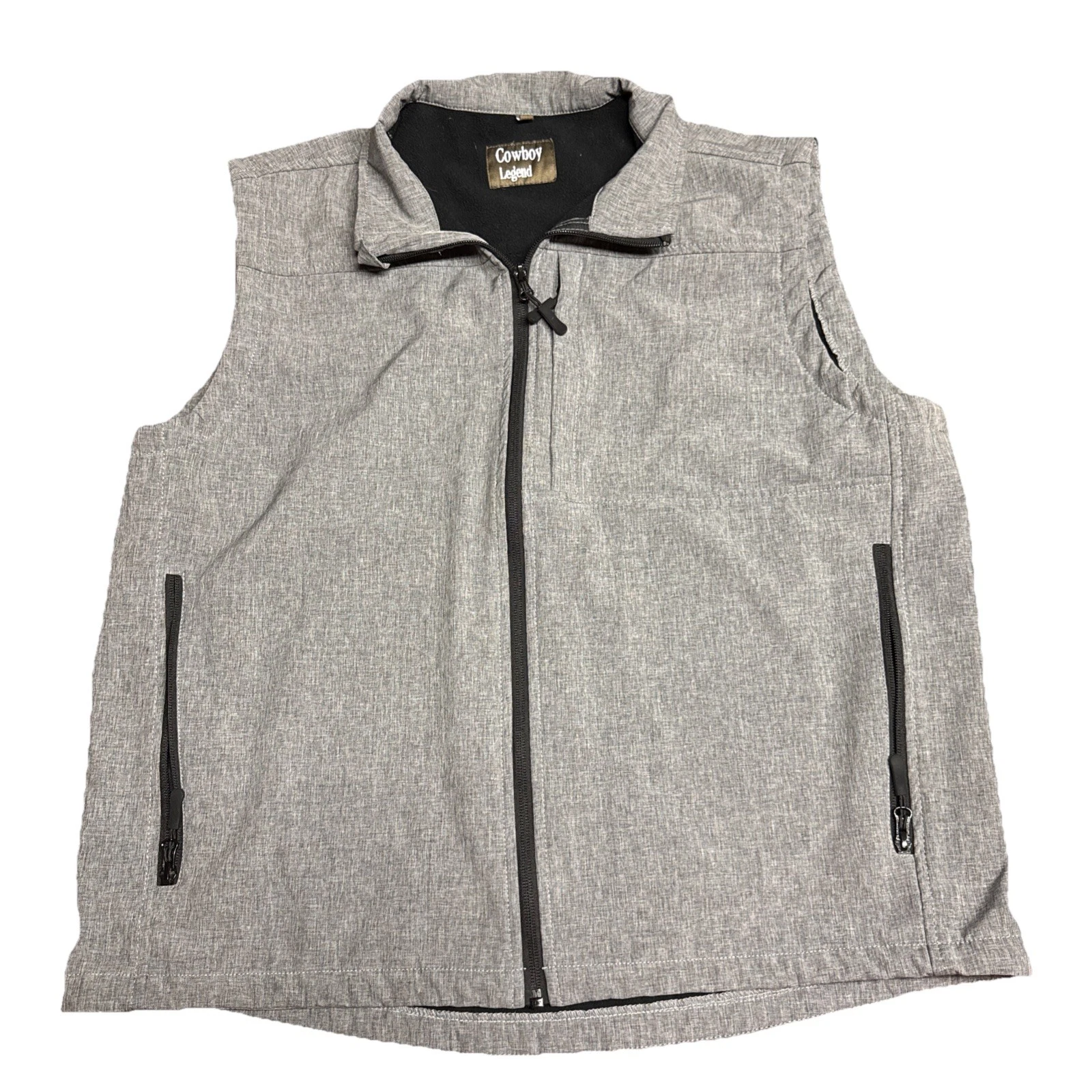 Cowboy Legend Jacket Vest Men's Size XL Gray w Zippered Front Pockets Sleeveless