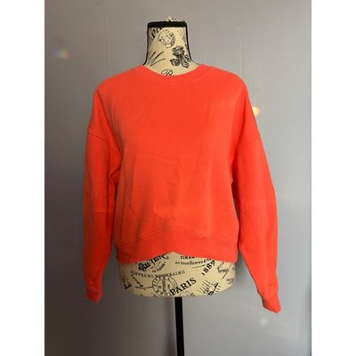 Calvin Klein Performance Neon Orange Cropped Fleece Sweatshirt Tulip Hem Small