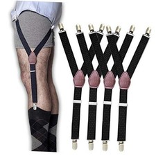 2 Pairs 4 Pieces Y-Style Shirt Stays For Men with Non-Slip Locking Clamps and
