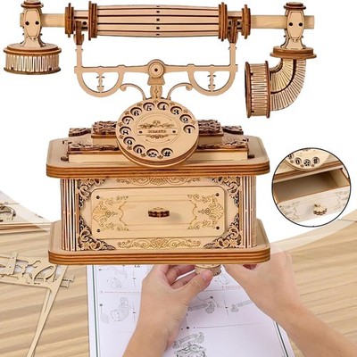 135pcs Retro Telefon 3D Holzpuzzle DIY Modellbausatz Basteln Mechanische Puzzle
