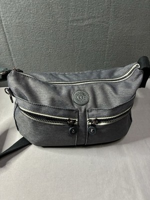 Kipling Gray Shoulder Bag Adjustable Strap Outer Pockets Zip Closure Women s