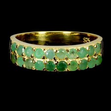925 Sterling Silver Ring Round Emerald 2mm Natural Gemstone Jewelry Size 8