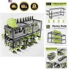 Power Tool Organizer Wall Mount Heavy Duty Shelves with Drill Holders Garage ...