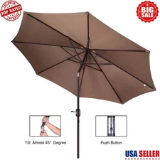 Outdoor Patio Umbrella 8 Ribs Auto Tilt Villacera 9' Long-lasting Picnic Table
