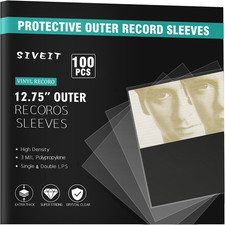 Record Sleeves - Clear Plastic Protective Vinyl Outer Sleeves, 3 Mil No-Acid, 12