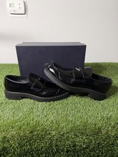 Size 13 - PRADA Chocolate Brushed Black Leather Logo Loafer Worn 1x W/ Og Box