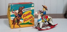 1950s Japan Range Rider Cowboy Tin Wind-Up With Box Works Shelf M4