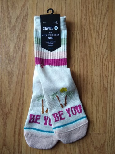 Stance Kids Crew Socks L 3-5.5 Large YL Youth BE YOU Wade Collection Girls NEW