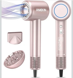 ANIEKIN F2 Séchoir à cheveux 1400W rose 2 Vitesse 4 Buse de diffuseur magnétique thermique