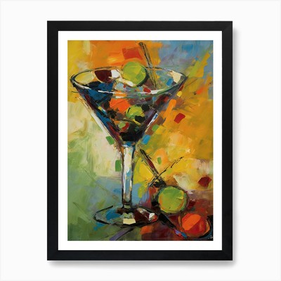 Dry Martini Cocktail Fauvist Painti Framed Wall Art Poster Canvas Print Picture