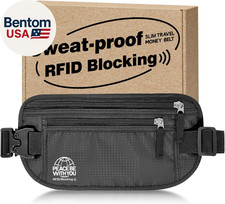 Hidden Money Belt for Travel, RFID Blocking, Sweat-Proof, Heavy-Duty Buckle, 3Rd