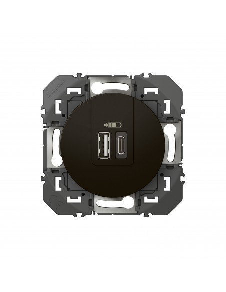 Chargeur USB dooxie Legrand noir double prise Type A et C 3A 600549 pour boîtier encastrable