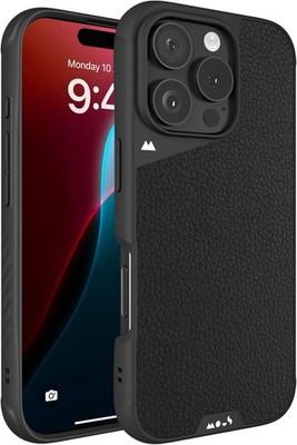 Mous iPhone 16 Pro Max Hülle Limitless Leder mit MagSafe Stoßfest Schwarz