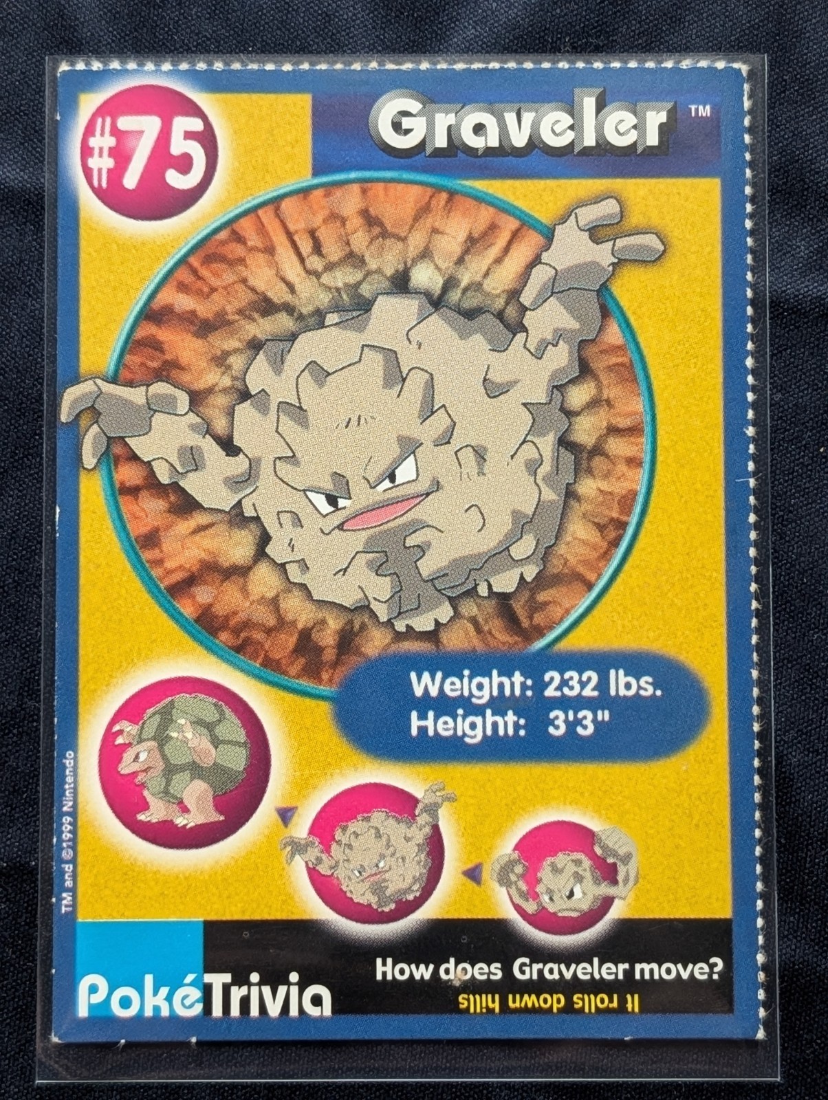 Pokemon - 1999 Burger King PokeTrivia Promo Card - Graveler #75 VINTAGE MP