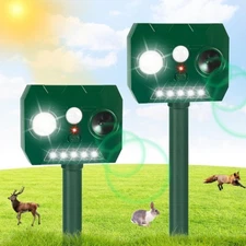 2Pcs Ultrasonic Animal Repellent Cat Deterrent Outdoor Solar Animal Repellent