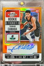 2023-24 Optic Contenders Toumani Camara Rookie Ticket Orange Prizm Auto RC /25