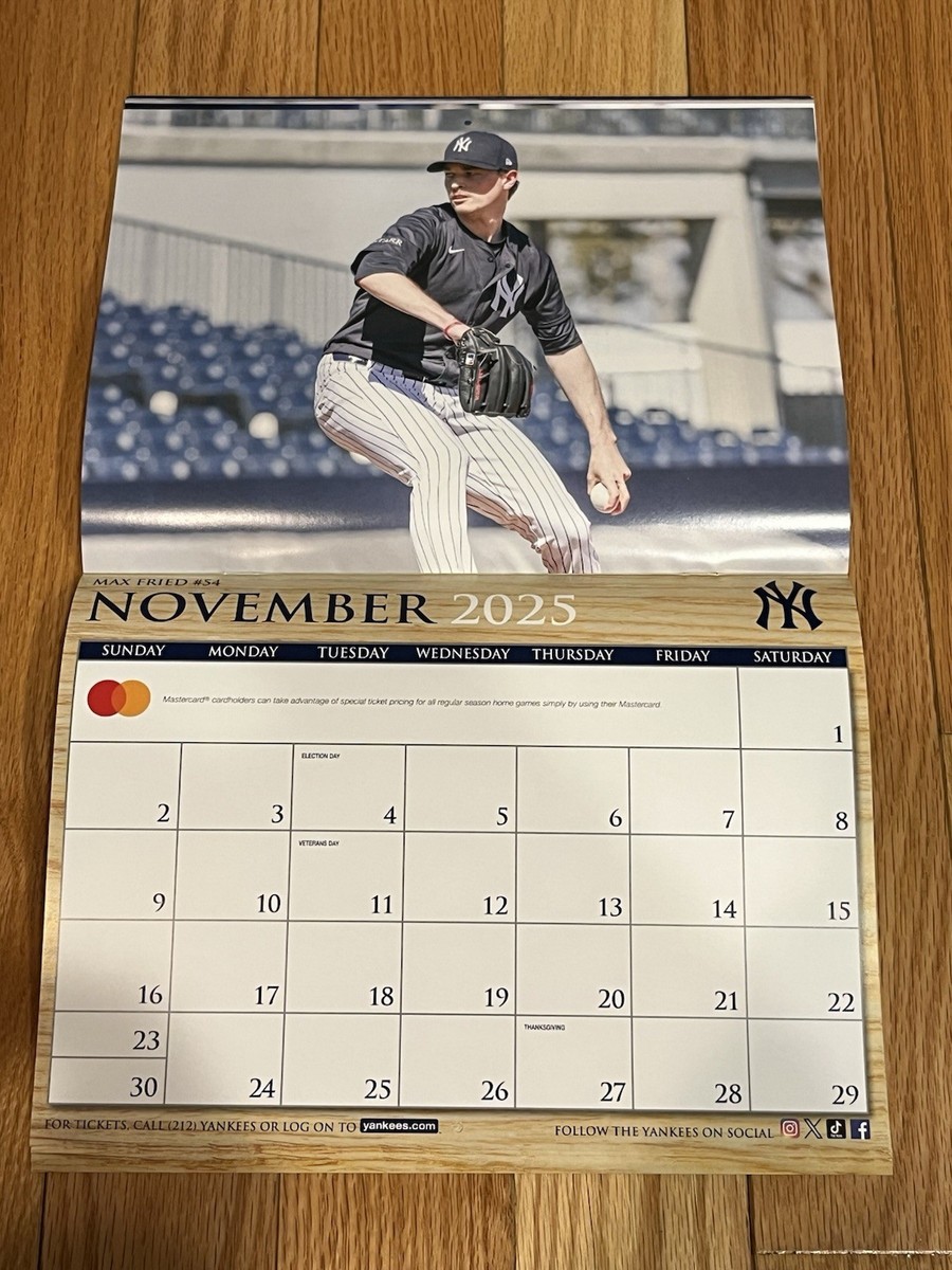 2025 Wall Calendar Schedule New York Yankees SGA Stadium Baseball 