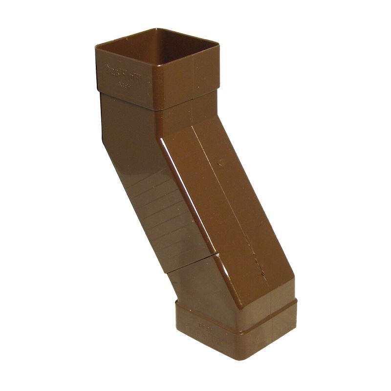 FLOPLAST 65mm Square Downpipe Adjustable Offset Bend - Brown - Pack of 2 - Image 2