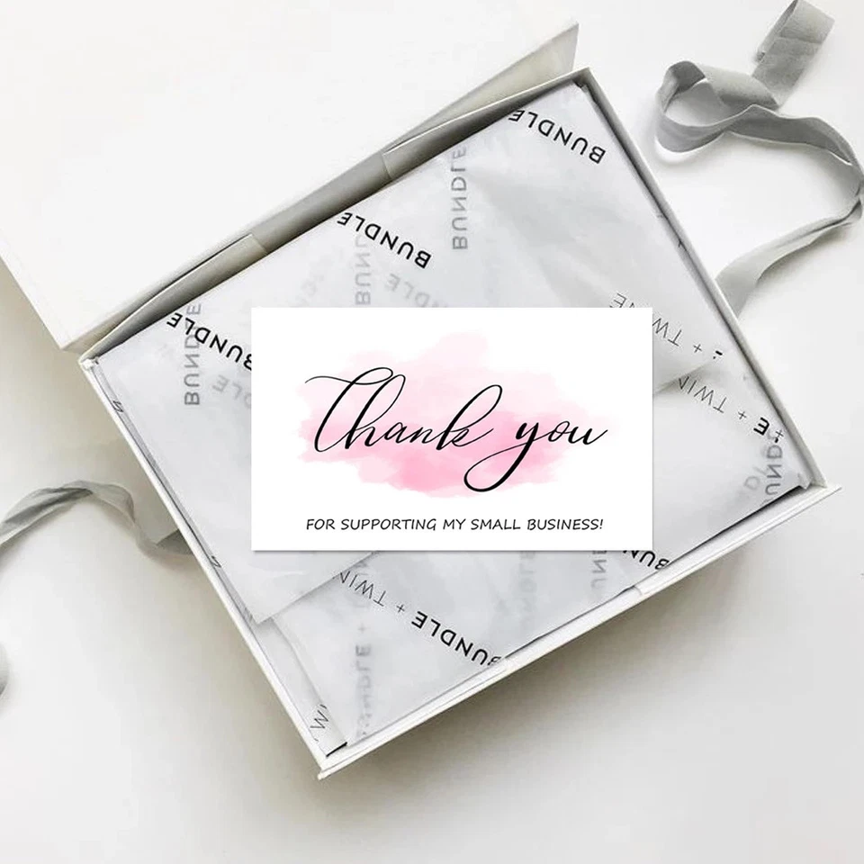 30pcs Pink Thank You Cards Gorgeous Thanks Handmade Small Business Packaging - Image 3 of 4
