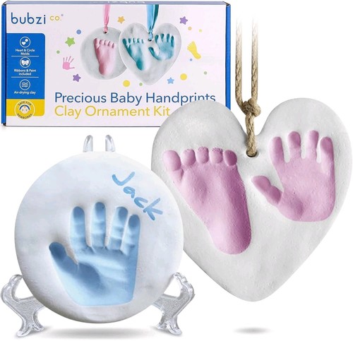 Bubzi Co Precious Baby Hand & Footprint Clay Ornament Kit Non-Toxic Boys & Girls