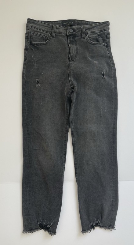 Kendall & Kylie The Icon High Rise Straight Jeans Size 9/29 Frayed Hems Black