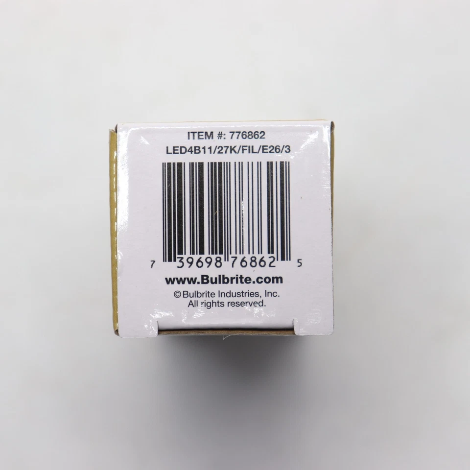 (1-Pk) Bulbrite Filament LED Light Bulb 2700K 350Lm B11 4.5W 776862 - Image 2 of 4