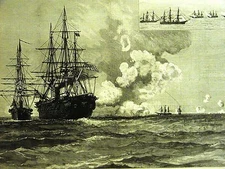 Seabury Davidson PENSACOLA NAVAL DRILL "TENNESSEE" 1886 Antique Art Print Matted