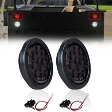 2X 4 Inch Round Red LED Stop Brake Tail Lights Trailer Truck Smoke Lens DC 12V