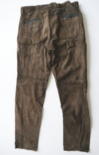 Lange Lederhose Ziegenleder Glattleder braun leicht speckig mit Stickerei Gr.52 - Bild 5 von 9
