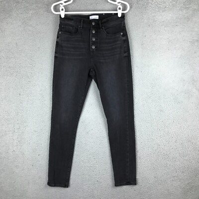 Ann Taylor LOFT High Waist Skinny Button Fly Stretch Black Jeans Womens  28/6